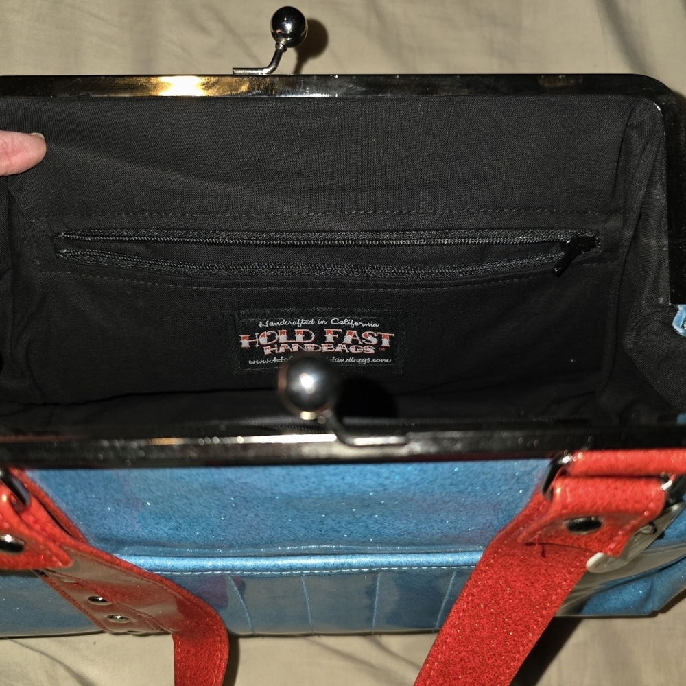 Made By HOLD FAST. Sparkling Blue and Red Shoulder Bag - Picture 10 of 16